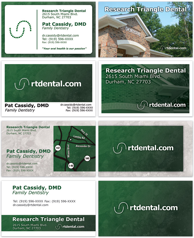 Business card designs for Research Triangle Dental