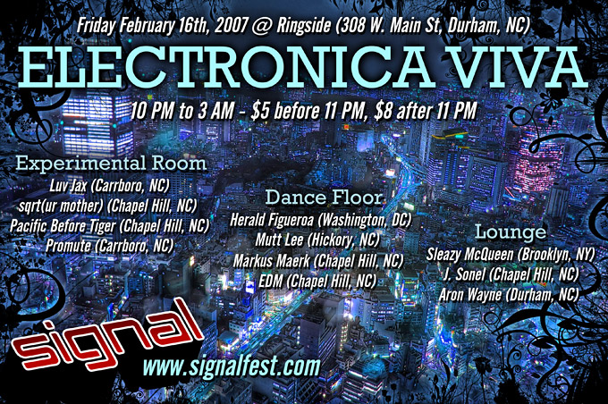 Flyers designs for Signal Festival's Electronica Viva